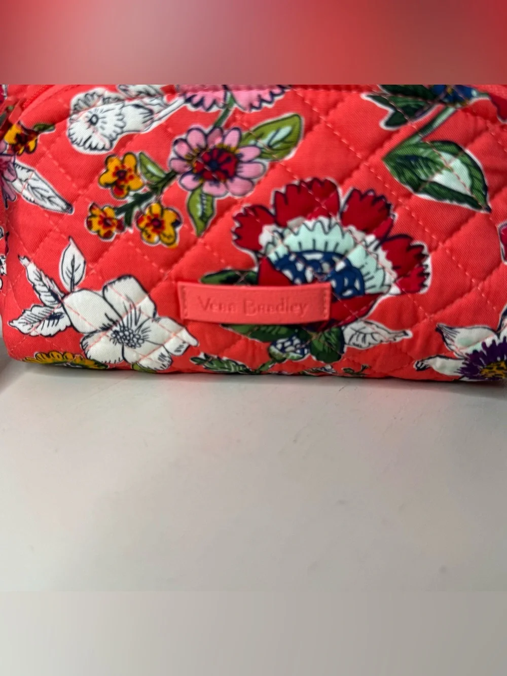 Vera Bradley Coral Floral Iconic Cosmetic Bag
